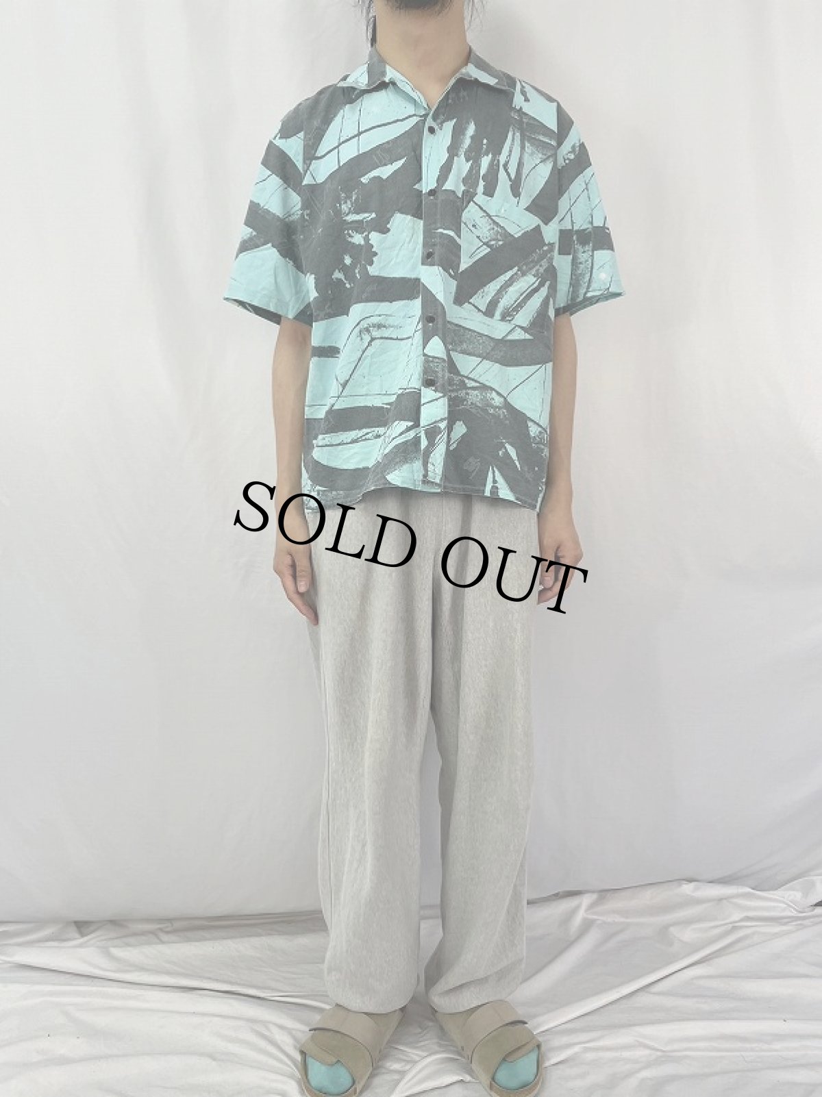 画像2: 90's JIMMY'Z USA製 総柄 コットンシャツ S (2)