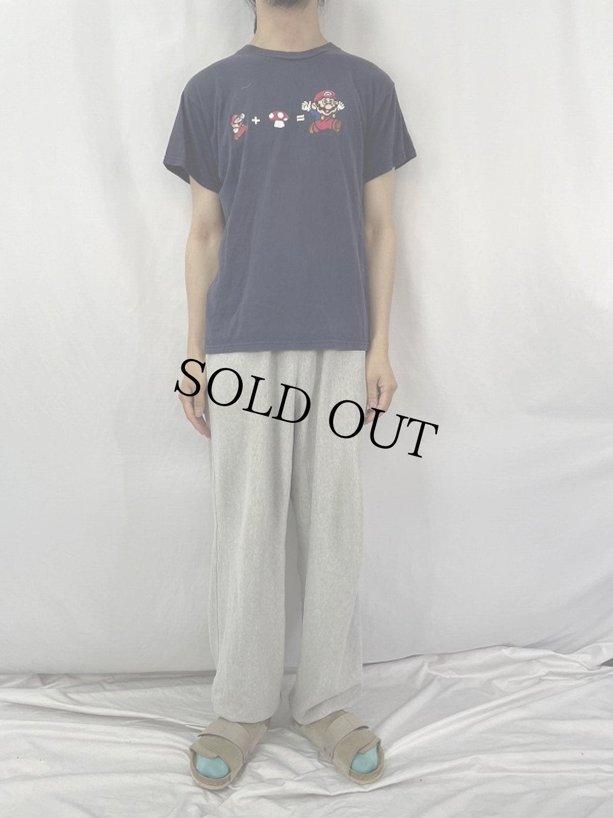 画像2: 2000's Nintendo スーパーマリオ キャラクタープリントTシャツ NAVY M (2)
