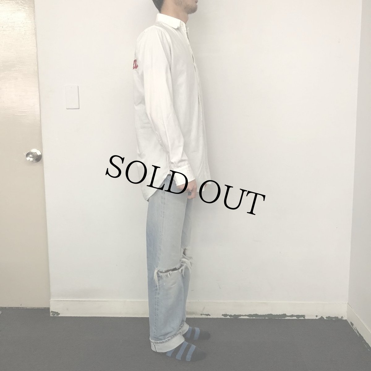 画像3: 50's ARROW "Berts Ban" チェーン刺繍 マチ付きコットンシャツ size15 (3)