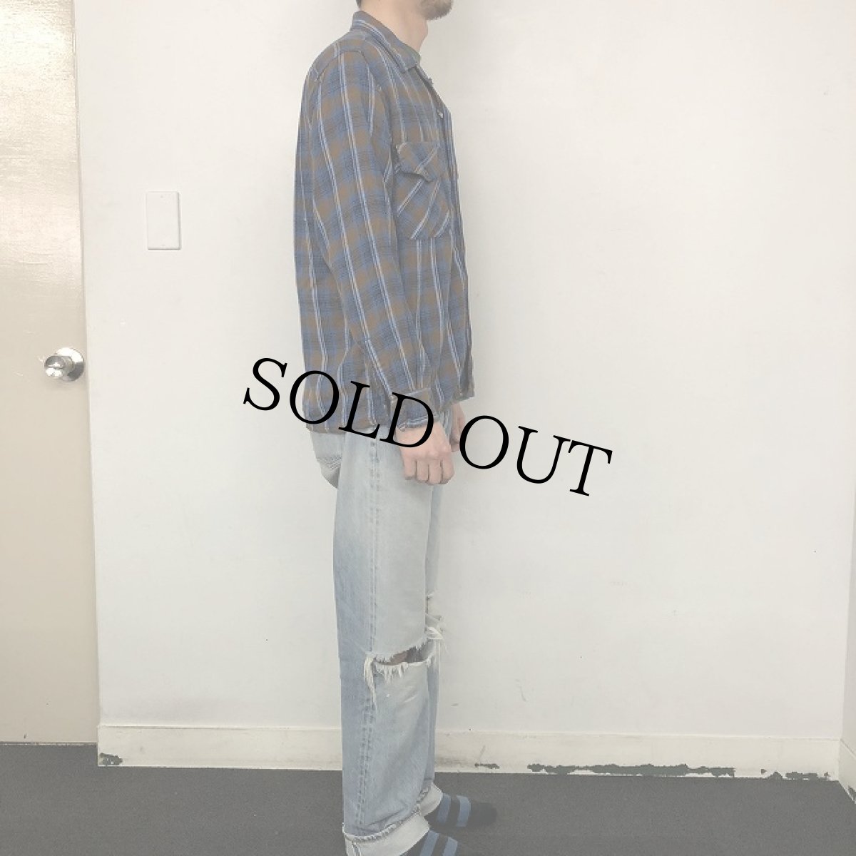 画像3: 60's Ra-Vella チェック柄オープンカラー レーヨンシャツ M (3)