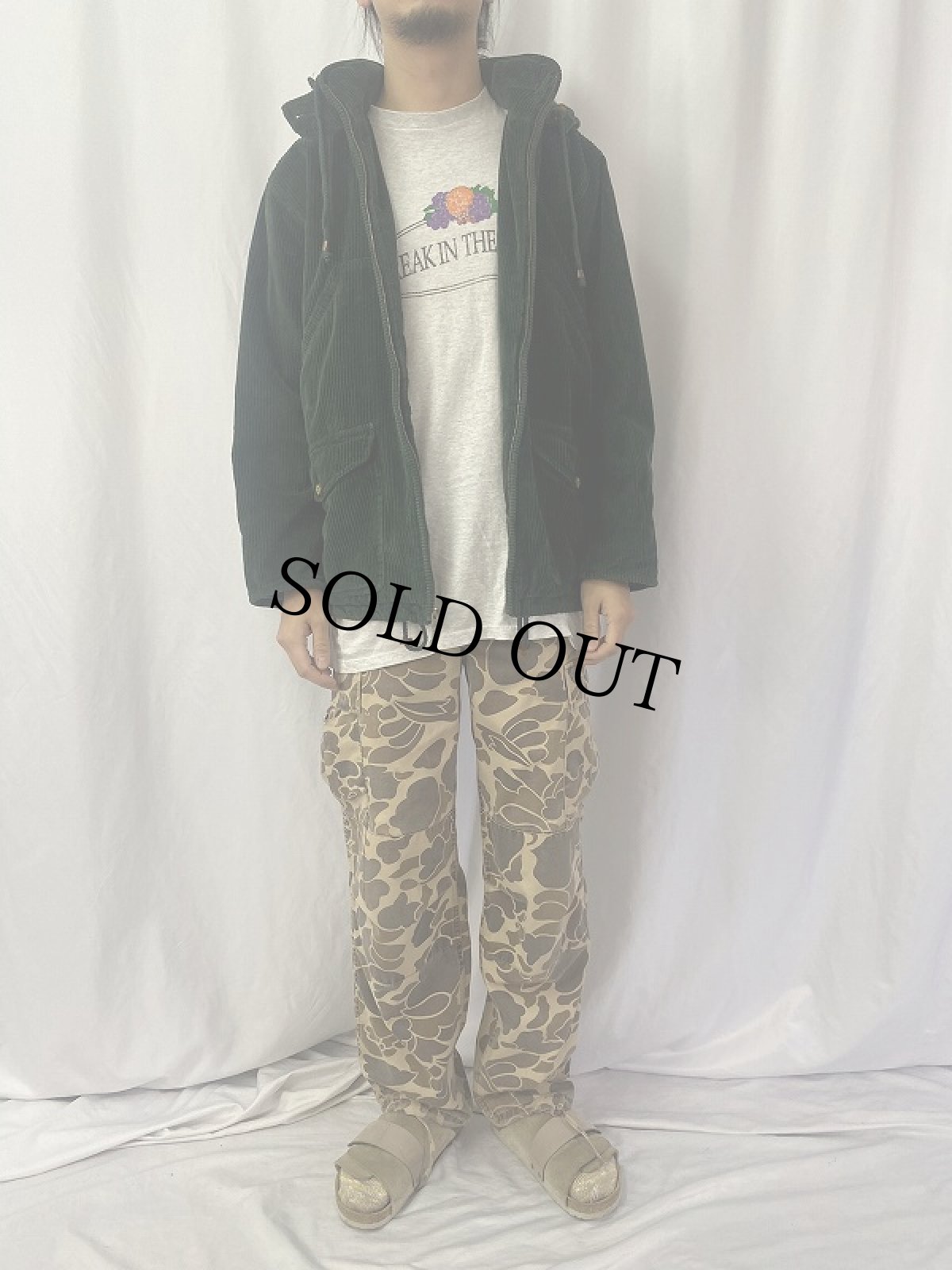 画像2: 90's ST JOHN'S BAY 中綿入り コーデュロイフーデッドコート L (2)