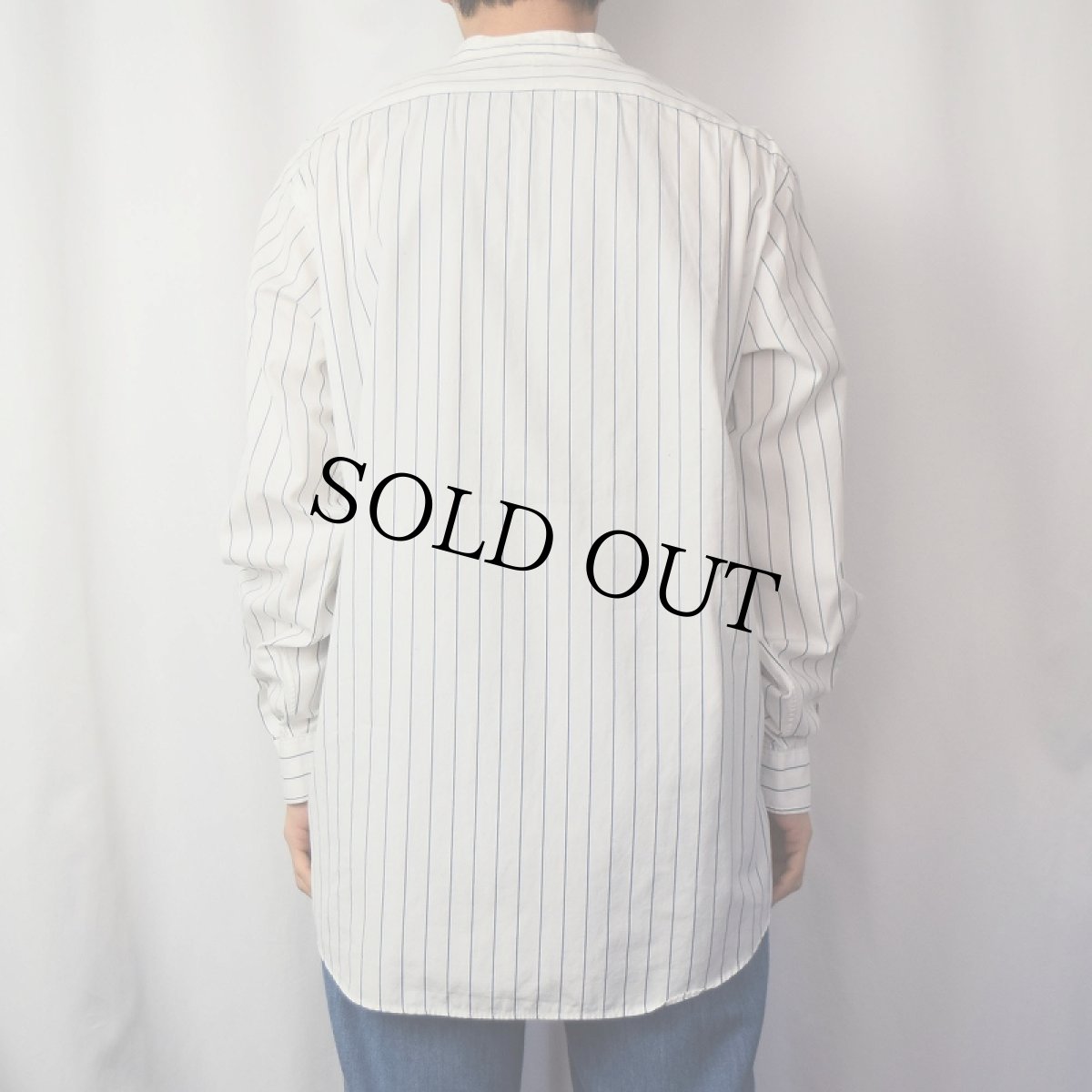 画像3: POLO Ralph Lauren "KESWICK" ストライプ柄 バンドカラー プルオーバーシャツ M (3)