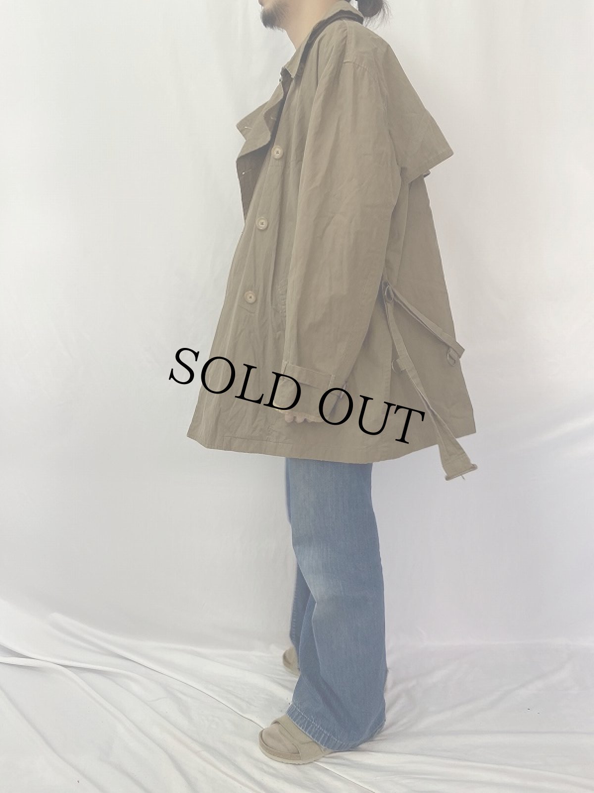 画像3: 90's POLO Ralph Lauren レザーパイピング トレンチコート M (3)