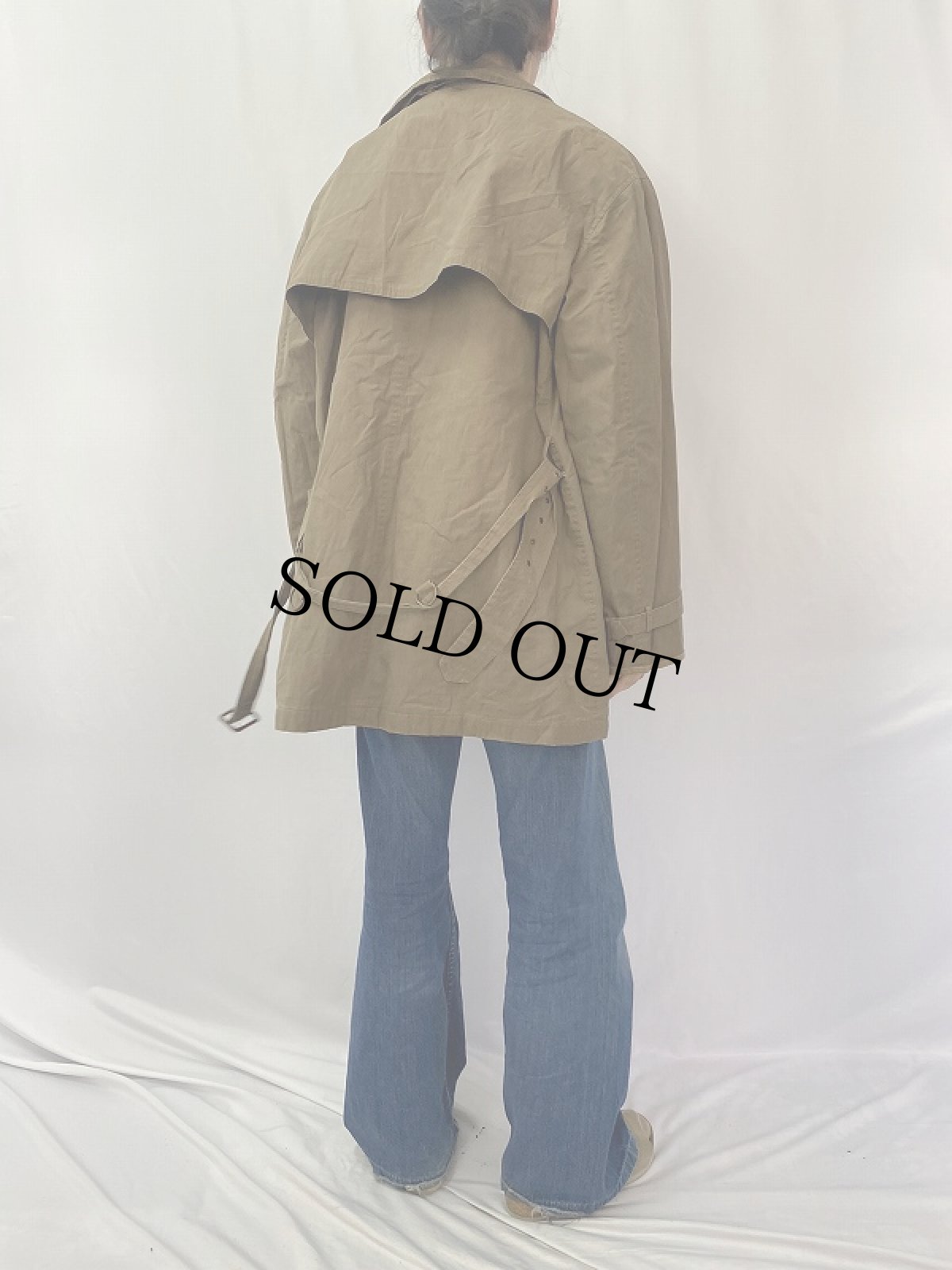 画像4: 90's POLO Ralph Lauren レザーパイピング トレンチコート M (4)