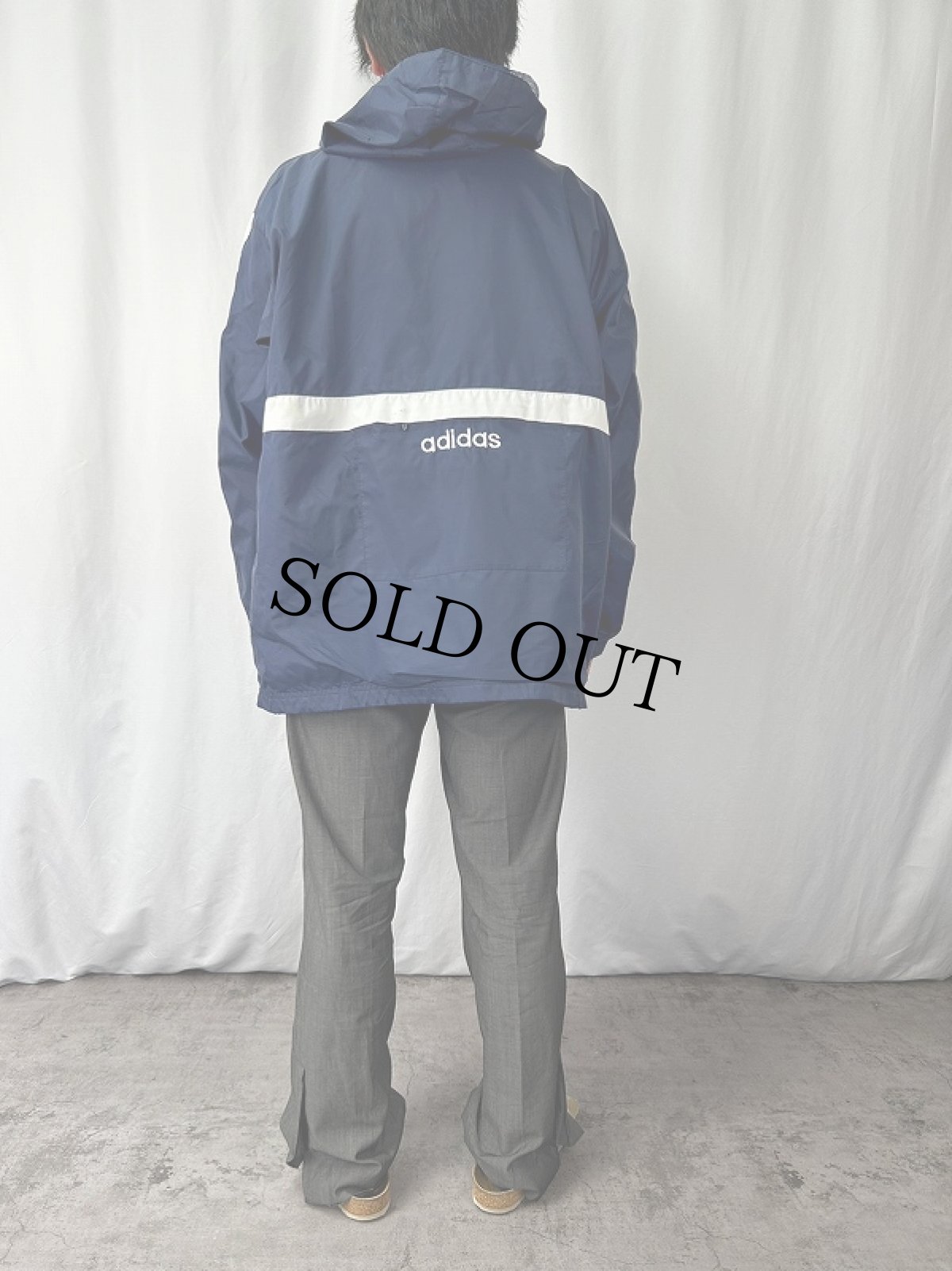画像3: 2000's adidas ナイロンアノラックパーカー NAVY 2XL (3)