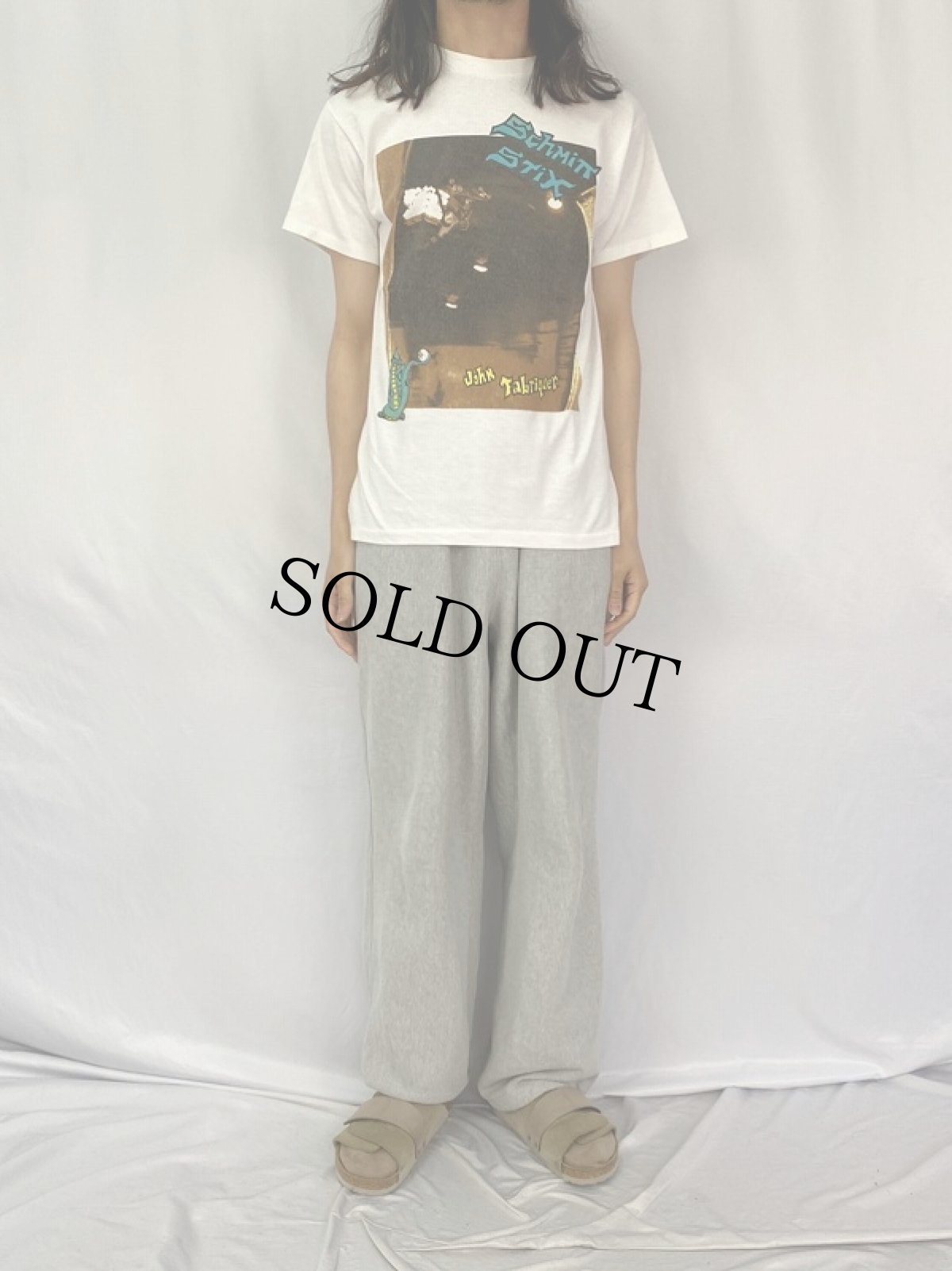 画像2: 90's SCHMITT STIX USA製 "John Fabriquer" プリントTシャツ M (2)