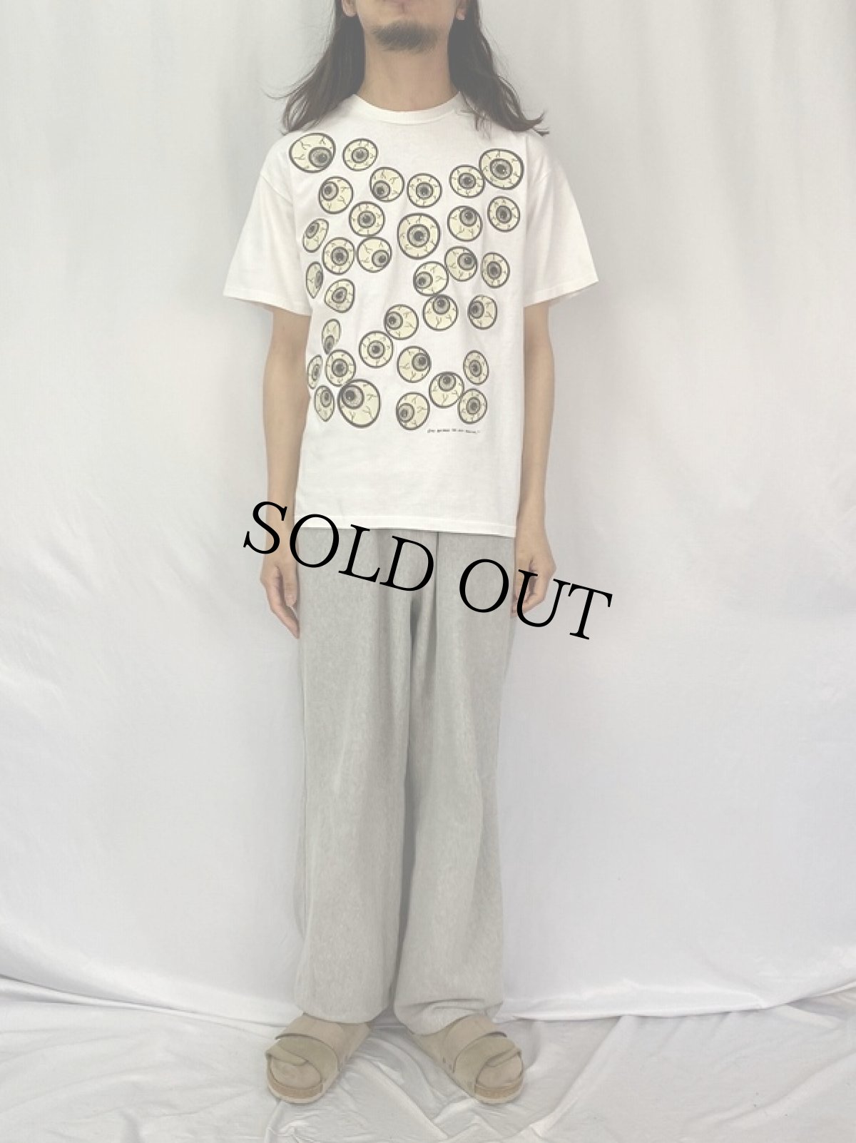 画像2: 90's USA製 目玉 蓄光プリントTシャツ L (2)