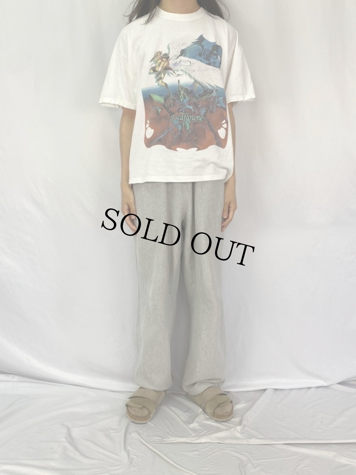 画像2: 90's 天空のエスカフローネ EUROボディ アニメキャラクタープリントTシャツ XL (2)