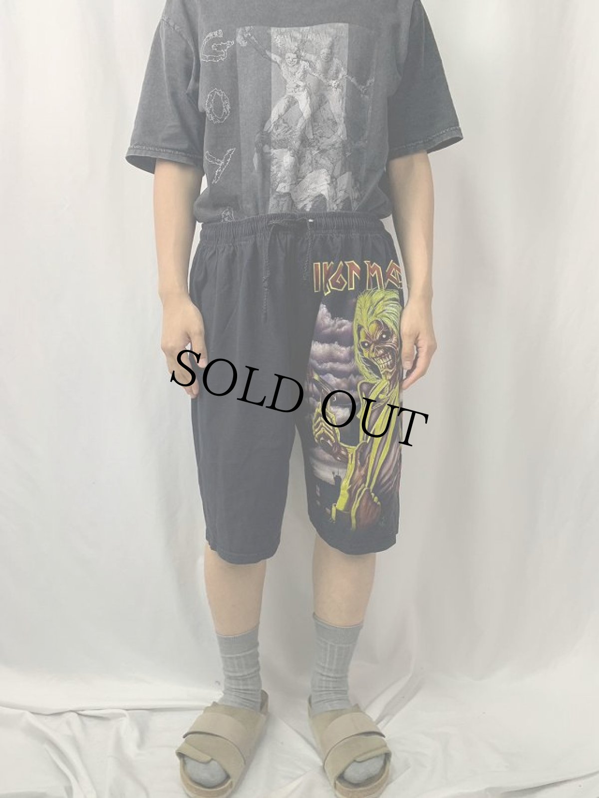 画像2: 90's〜 IRON MAIDEN "KILLERS" ヘヴィメタルバンド プリントショーツ BLACK (2)