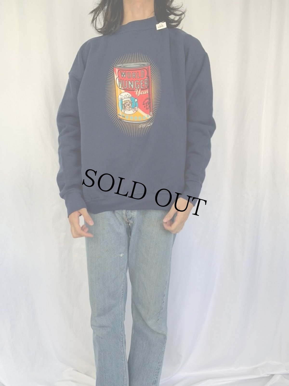 画像2: 90's〜 "WORLD HUNGER YEAR" キャンペーンイラストプリントスウェット XL (2)