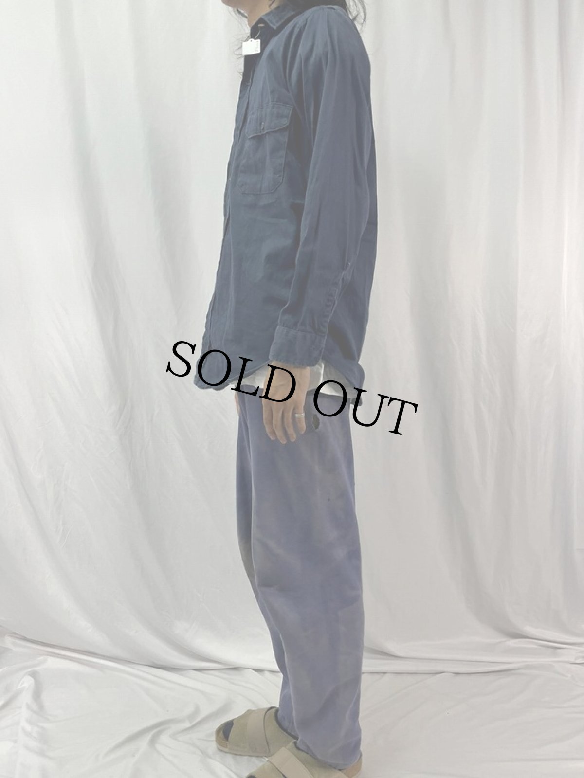 画像3: 60's HERCULES "LUSTER CHINO ARMY TWILL" ネコ目ボタン×マチ付き  ワークシャツ (3)