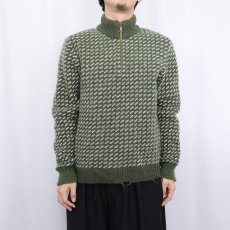 画像2: 90's L.L.Bean NORWAY製 バーズアイ柄 ハーフジップニットセーター M (2)