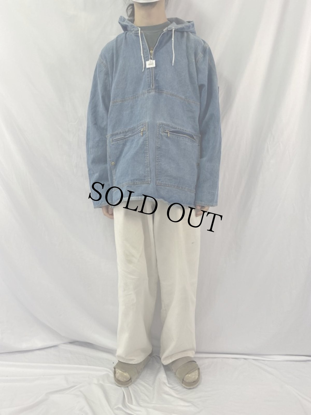 画像2: HOMETOWN デニムアノラックパーカー XL (2)