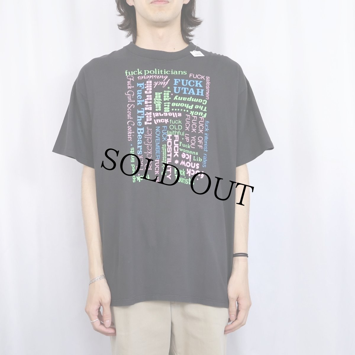 画像2: 90's USA製 Fワード プリントTシャツ BLACK XL (2)