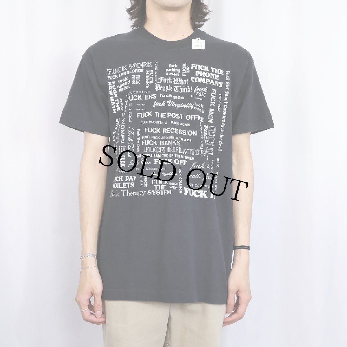 画像2: 90's Fワード プリントTシャツ BLACK  (2)