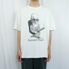 画像2: 90's Largery Literary USA製 "Sigmund Freud" 偉人イラストプリントTシャツ XL (2)