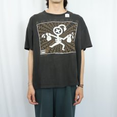 画像2: 90's "AQUARIUS" イラストプリントTシャツ BLACK XL (2)