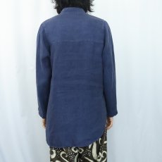 画像3: SOUTH STREET LINEN リネンバンドカラーシャツ NAVY (3)