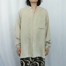 画像2: 90's Calvin Klein 柄織 バンドカラーシャツ L (2)