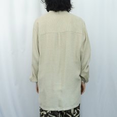 画像3: 90's Calvin Klein 柄織 バンドカラーシャツ L (3)