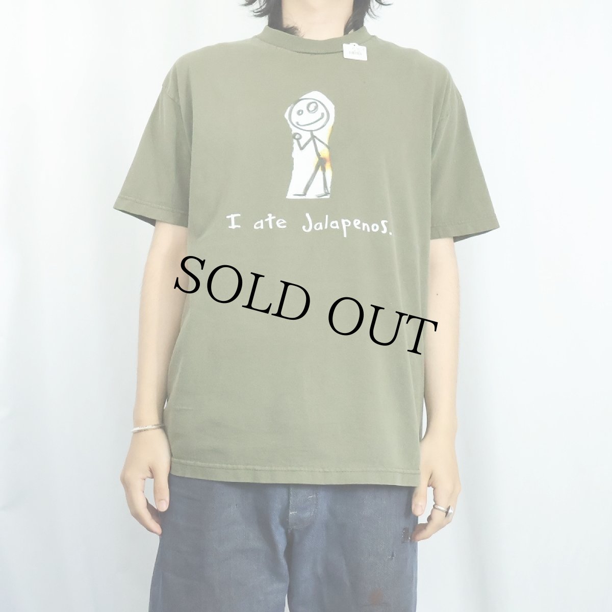 画像2: "I ate Jalapenos." イラストプリントTシャツ L (2)