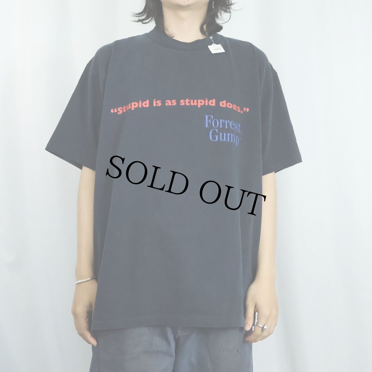 画像2: 90's Forrest Gump "Stupid is as stupid dose" 映画プリントTシャツ BLACK  (2)