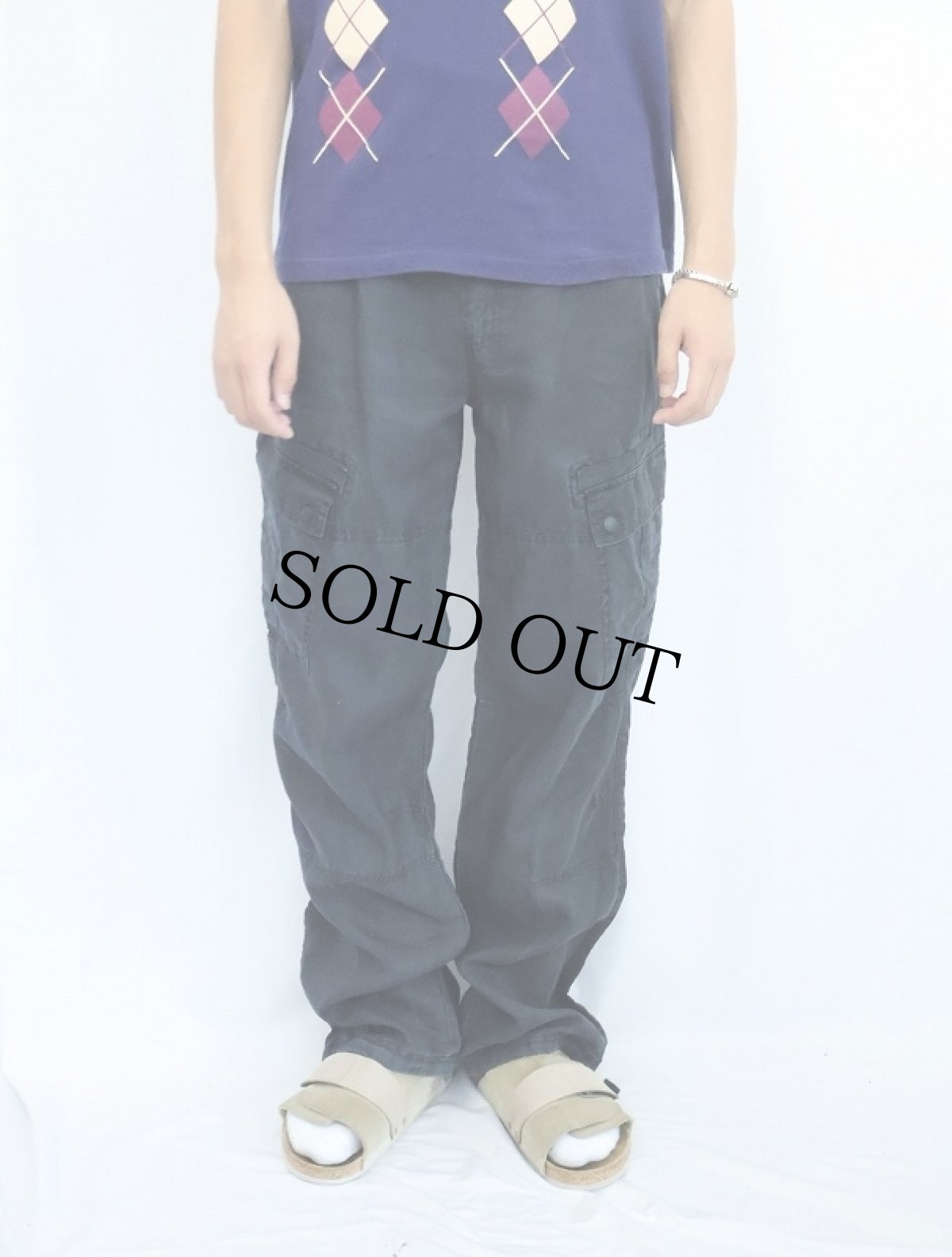 画像2: OWK JEANS カーゴパンツ NAVY W33 (2)