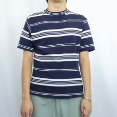 画像2: 60〜70's grubb stuff ボーダー柄 Tシャツ NAVY M (2)