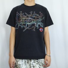 画像2: UNDERGROUND ロンドンサブウェイマッププリントTシャツ BLACK L (2)