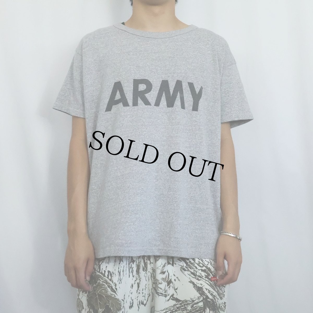 画像2: 80's Chaqmpion トリコタグ USA製 "ARMY" プリントTシャツ L (2)