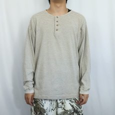 画像2: 90's GAP ボーダー柄 ヘンリーネックロンT L (2)