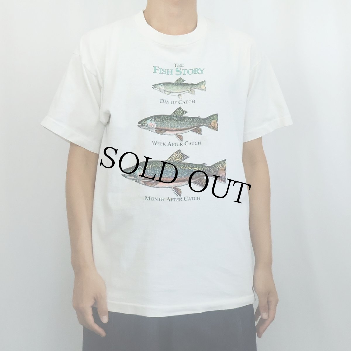 画像2: 90's THE FISH STORY USA製 魚プリントTシャツ L (2)