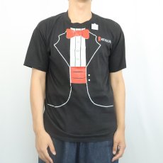 画像3: 80's MICHELOB USA製 タキシード柄 ビールメーカー 騙し絵プリントTシャツ BLACK L (3)