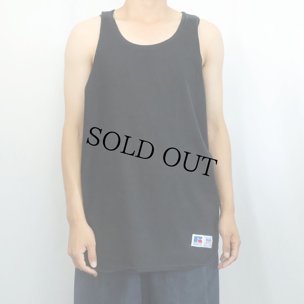 画像2: 90's RUSSELL ATHLETIC USA製 無地タンクトップ BLACK XL (2)