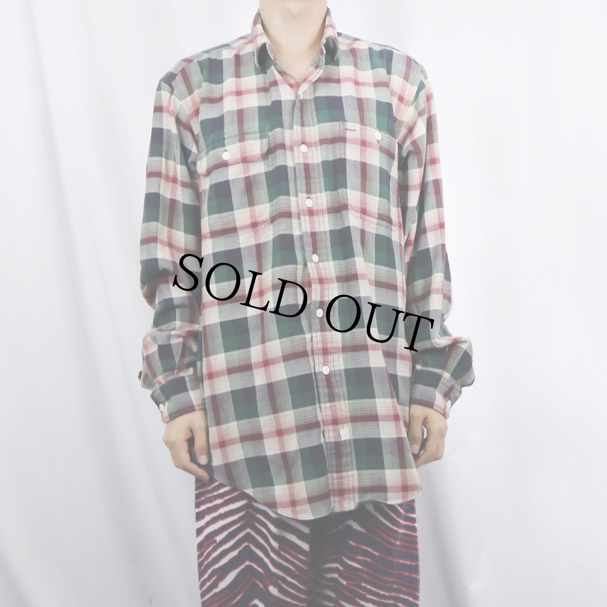 画像2: 80〜90's POLO Ralph Lauren "AUTHENTIC DUNGAREES" チェック柄 コットンワークシャツ L (2)