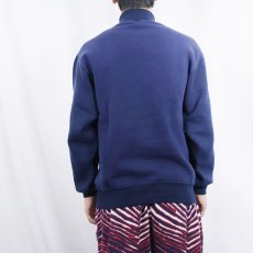 画像3: 90's RUSSELL ATHLETIC USA製 前V タートルネック 2トーン スウェット NAVY M (3)