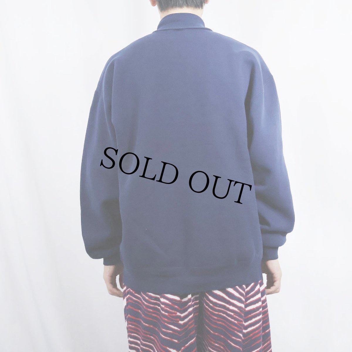 画像3: 90's RUSSELL ATHLETIC USA製 前V タートルネック 無地スウェット NAVY XL (3)