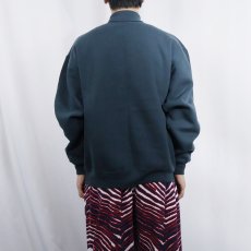 画像3: 90's RUSSELL ATHLETIC USA製 前V タートルネック 無地スウェット GREEN L (3)