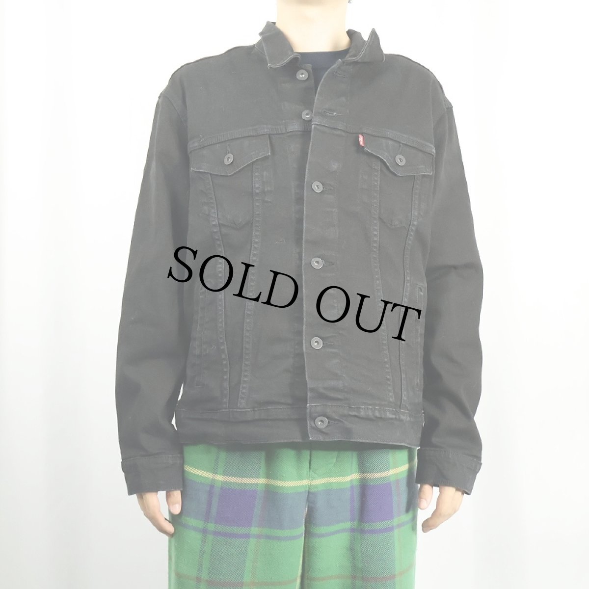 画像2: 【SALE】 Levi's ブラックデニムジャケット L (2)