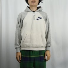 画像2: 70's NIKE USA製 オレンジタグ ロゴプリント ハーフジップ ラグランスウェットフーディ L (2)