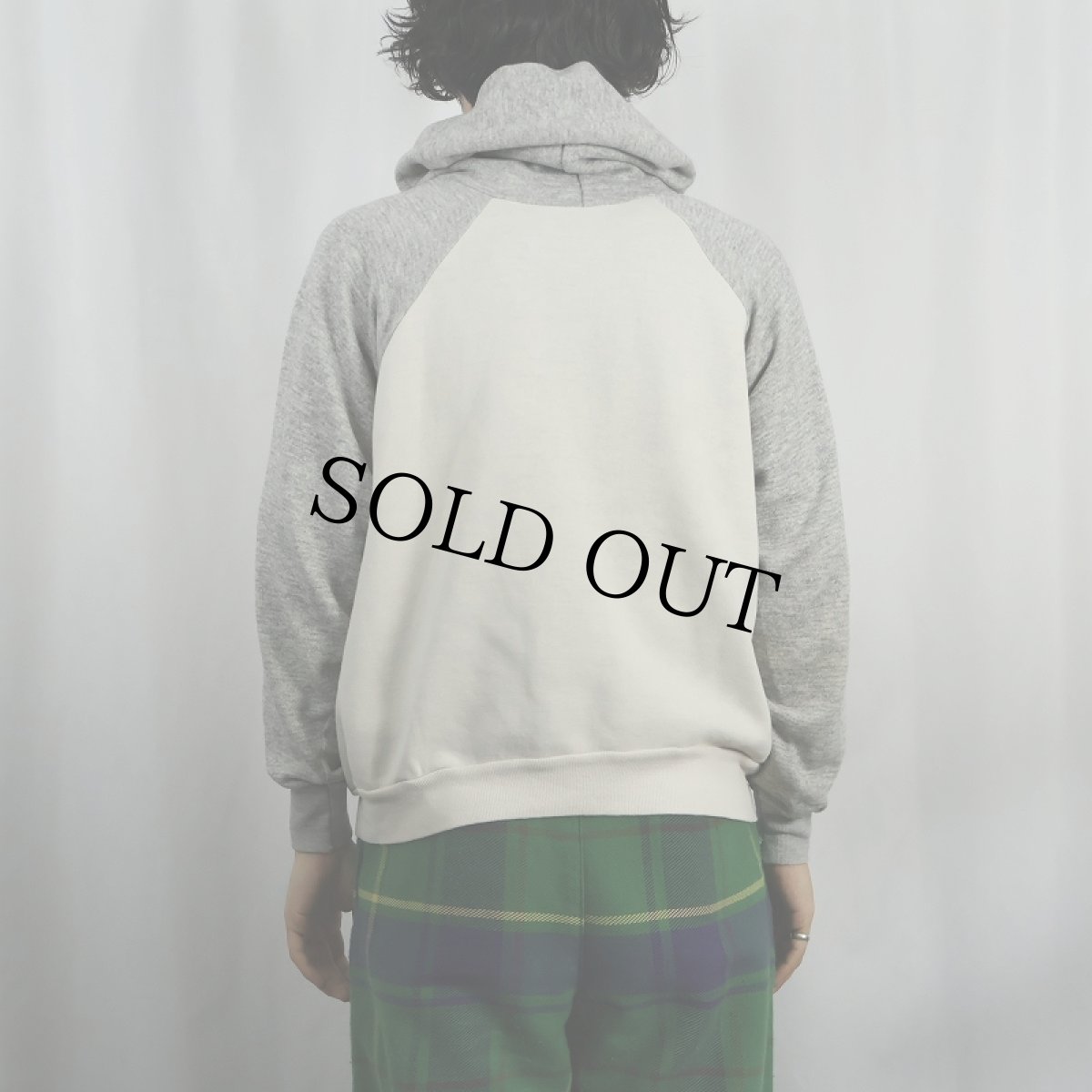 画像3: 70's NIKE USA製 オレンジタグ ロゴプリント ハーフジップ ラグランスウェットフーディ L (3)