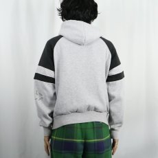画像3: 90's NIKE 銀タグ ロゴ刺繍 ラグランスウェットジップパーカー M (3)