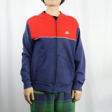 画像2: 90's NIKE 銀タグ USA製 ロゴ刺繍 スウェットジップジャケット L (2)