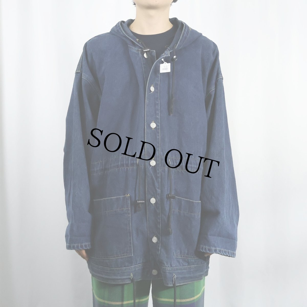 画像2: 80〜90's CORNICHE モッズコートタイプ デニムパーカー M (2)