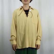 画像2: 70's〜 JCPenney ベロア レースアップシャツ L (2)