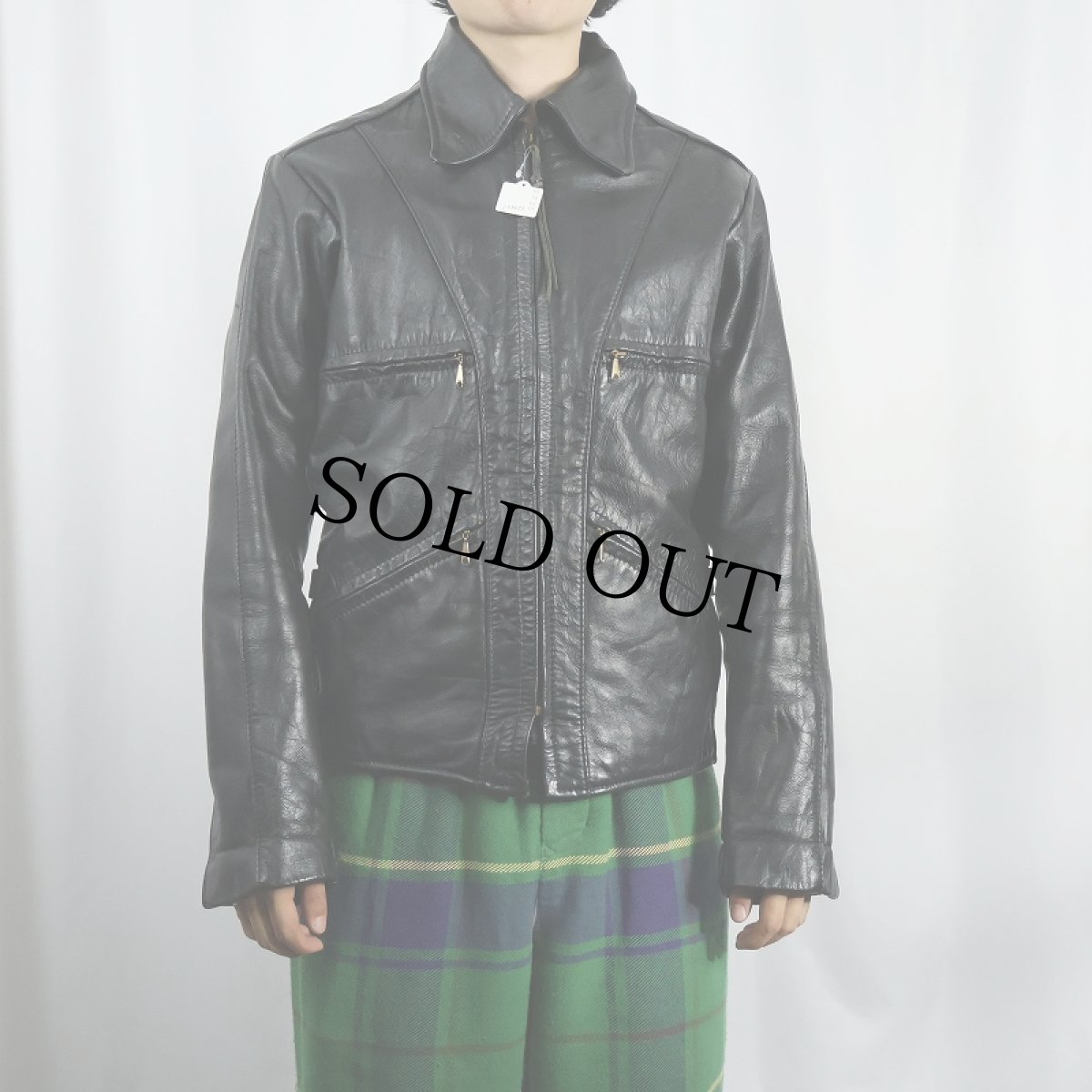 画像2: 707s VANSON Associates シングルライダースジャケット BLACK size40 (2)