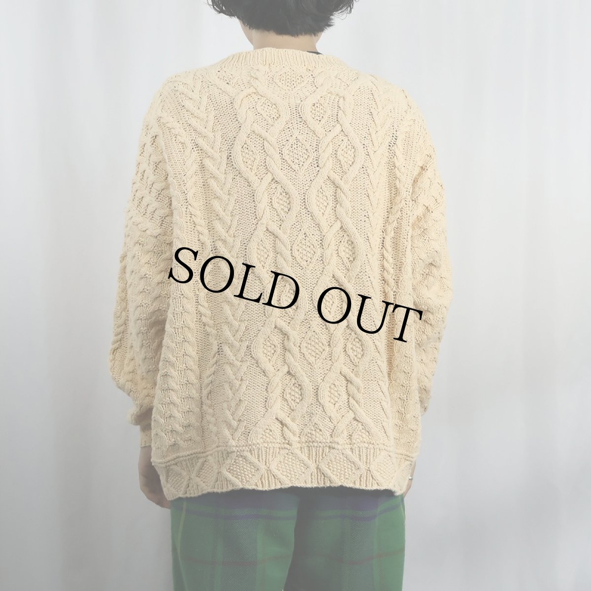 画像3: 90's Eddie Bauer コットン アランニットセーター L (3)