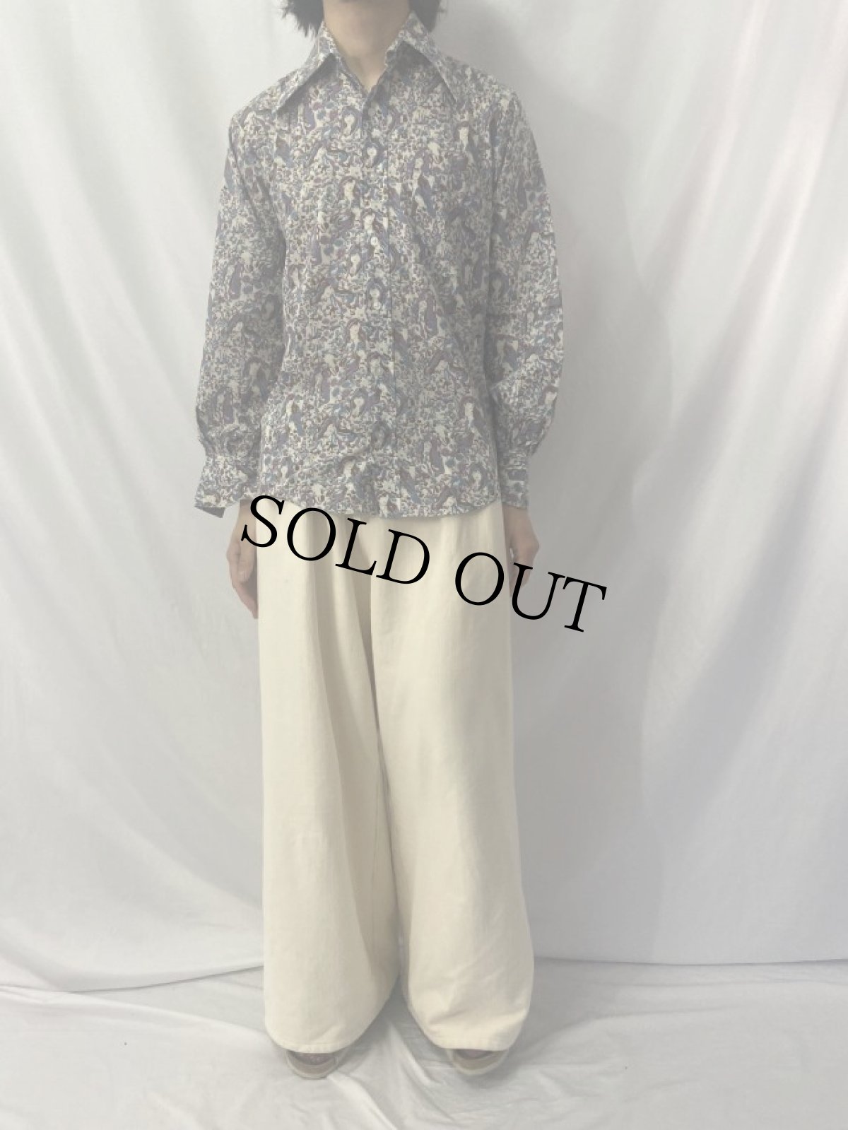 画像2: 70's KINGS ROAD 女性×花柄シャツ S (2)