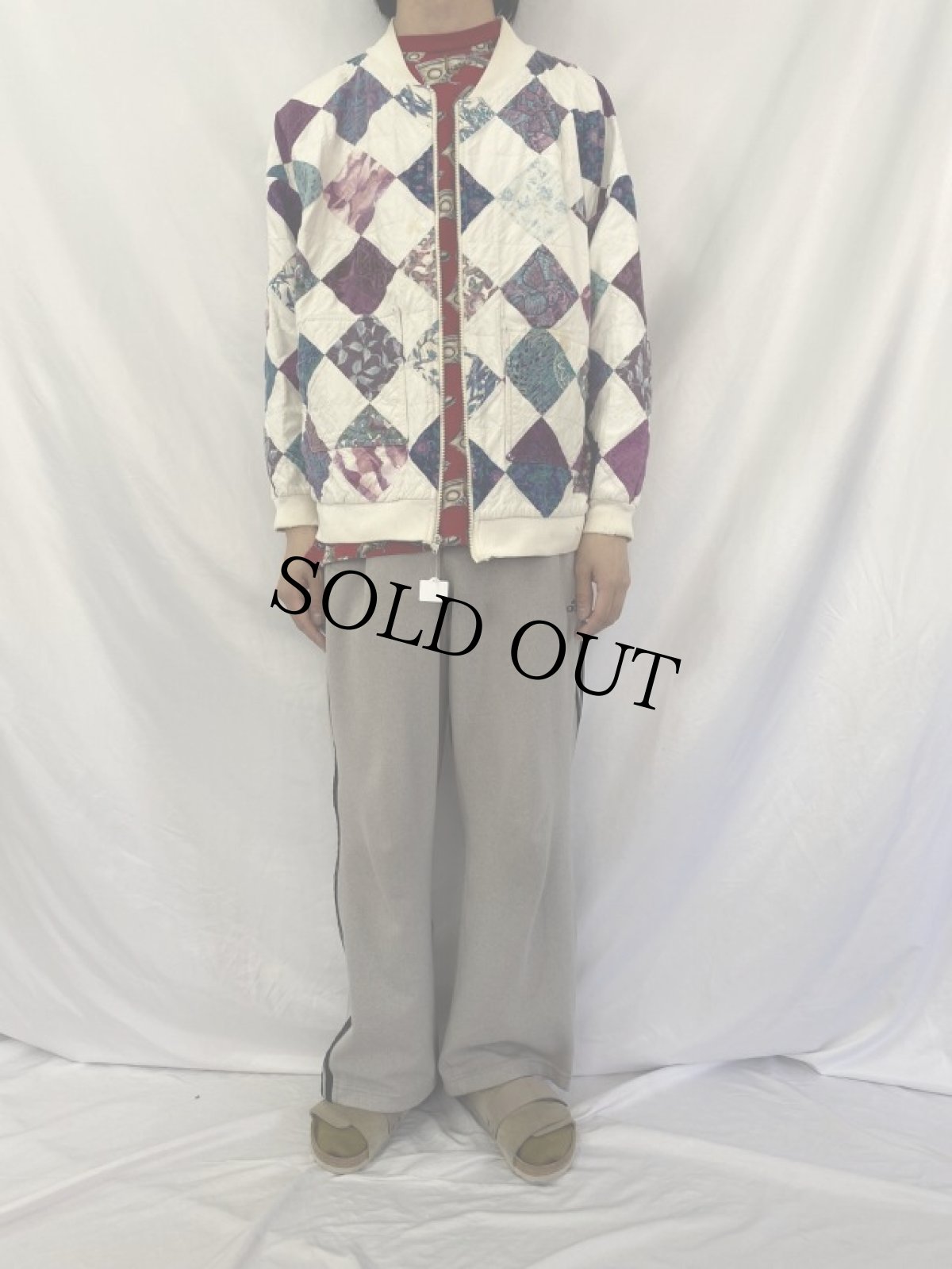 画像2: パッチワーク キルティング ジップジャケット (2)