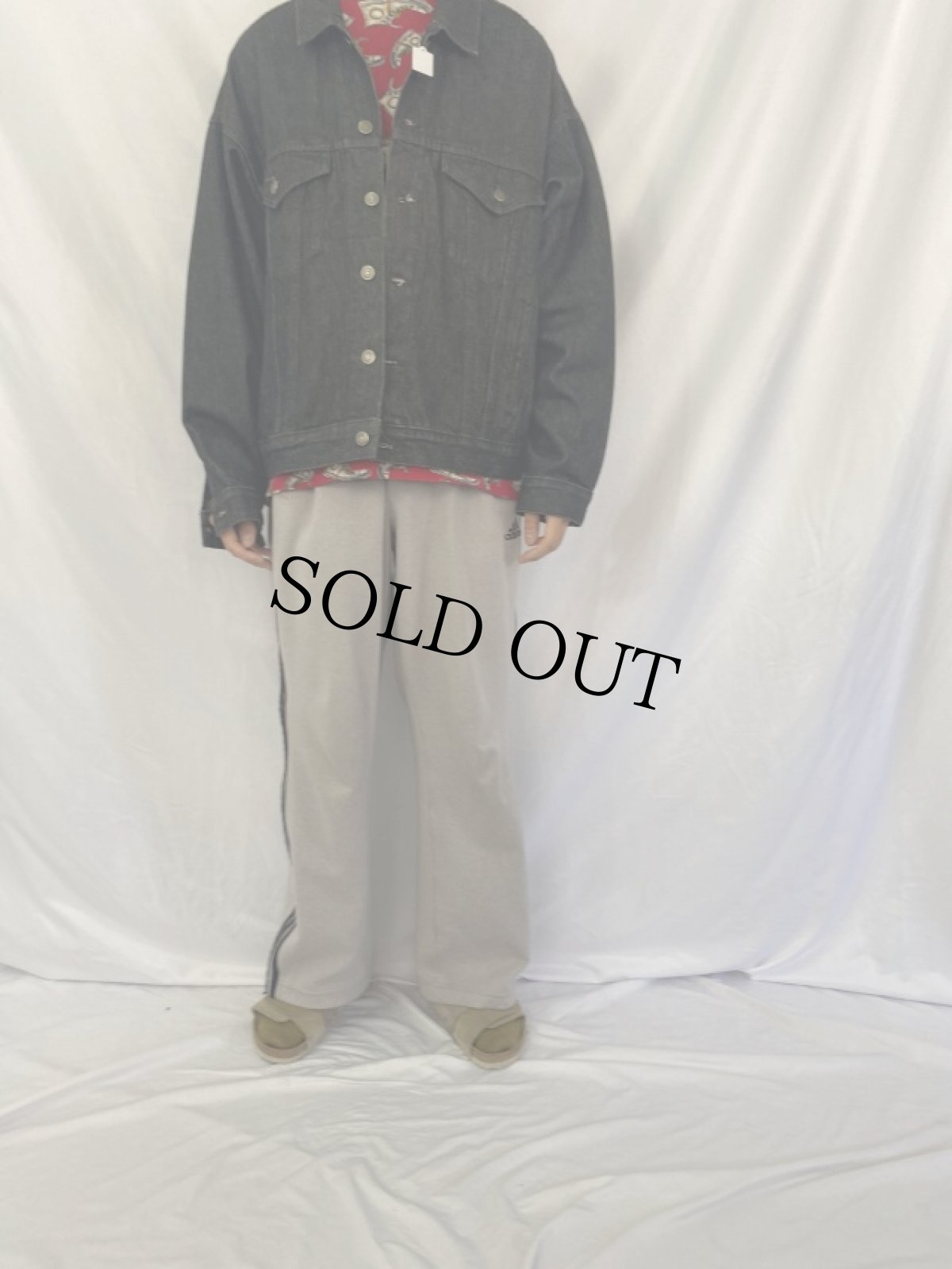 画像2: Marlboro ブラックデニムジャケット XL (2)